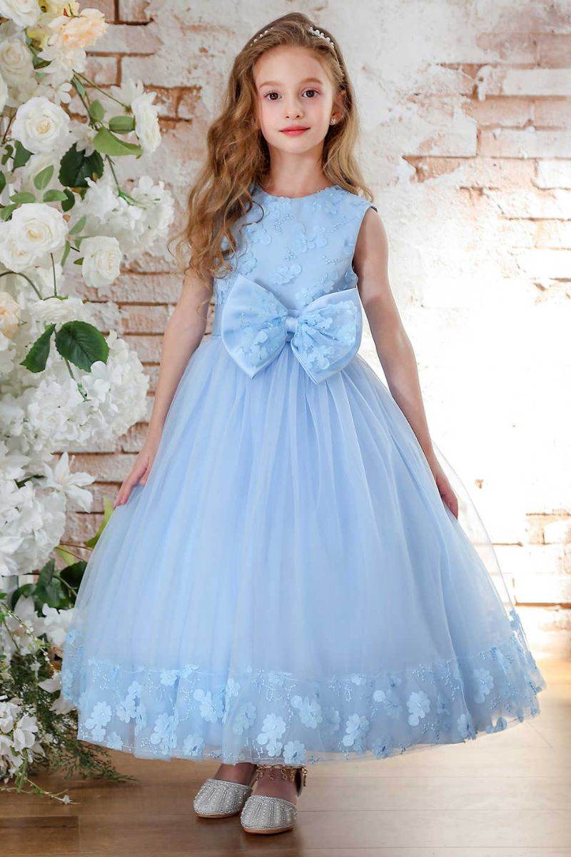 A-Line Midi Tulle Flower Girl Dress CF0349 - COCOMELODY